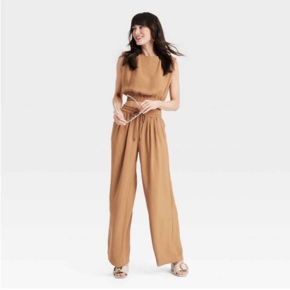 Gauze Boho Two Piece Set Wide Leg Pants Minimalist Neutral S Coastal Boho
